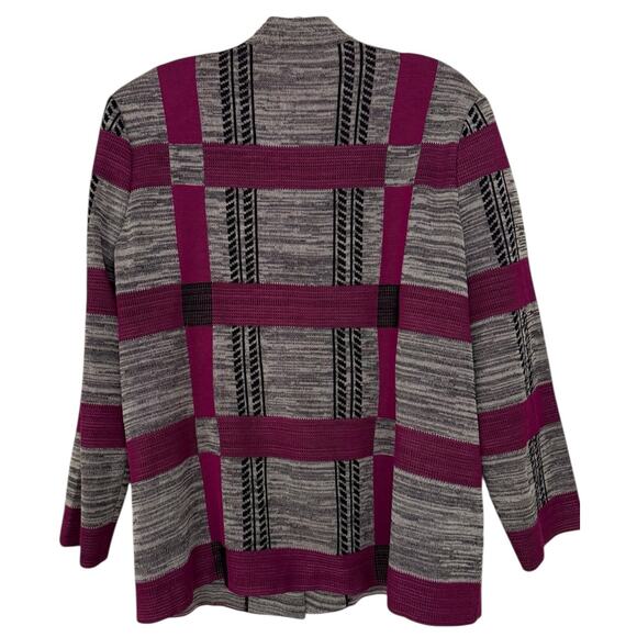 Ming Wang Women's Stretch Acrylic Polyester Sweater Cardigan Plaid Sz XL - Picture 6 of 7